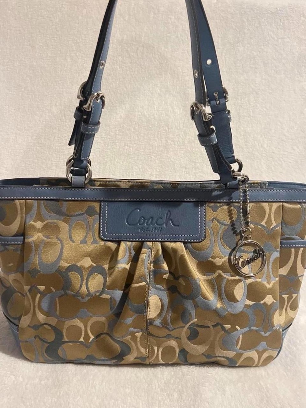 Vintage Coach blue gallery tote shoulder bag